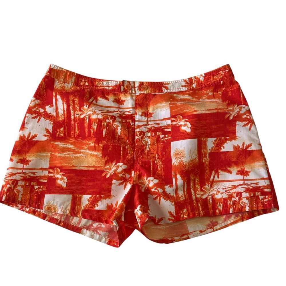 XHILARATION Women's Lightweight Polyester Shorts Orange Tropical Size  XL